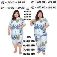 PIYAMA JUMBO WANITA LD 160 150 140 130 SETELAN CELANA PENDEK BAJU TIDUR LENGAN PANJANG BIG SIZE