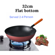 Cast Iron Wok Pan Dapur Kuali Besar 32cm/34cm Non-Coating Stir Fry Alat Memasak Tahan Karat 不沾锅