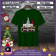 Premium CottonMerry Christmas Tree Men Tshirt 100% Cotton Baju T shirt Lelaki Christmas Tshirt Baju