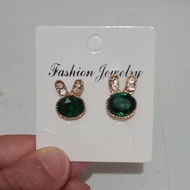 HIJAU Green rabbit earring diamond/diamond green rabbit earring