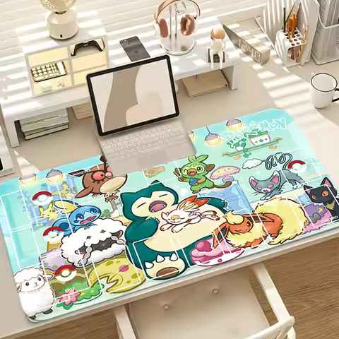 Pokemon Snorlax Eevee Galar Starters Wooloo TCG Playmat Large Non-Slip Gaming Mouse Pad Desk Mat