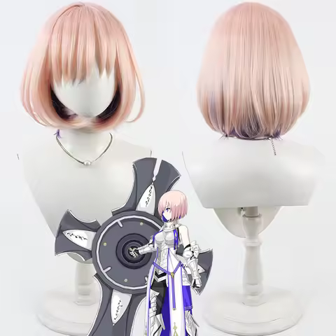Game Fate/Grand Order FGO Fate Mash Kyrielight Cosplay Wig Short Heat Resistant Synthetic Hair Hallo