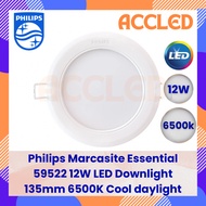 Philips 59522 Marcasite Essential 12W LED Downlight / 6500K Cool Daylight / 135mm / 5" / Round