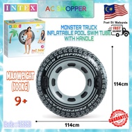 INTEX 56268 Monster Truck Inflatable Floating Tire with handle 114cm grey-black 9+