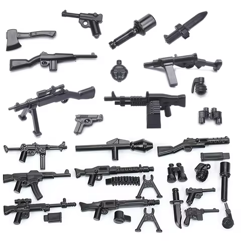 WW2 Military Weapon MOC Mini Building Blocks Figures Soldier US Soviet Rifle Gun Rocket Launcher MG4
