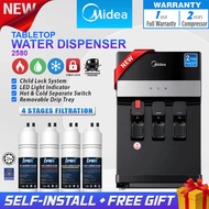 MIDEA Tabletop Water Dispenser Hot & Cold - Compressor Cooling - 4 Antibacterial Filter Halal Certif