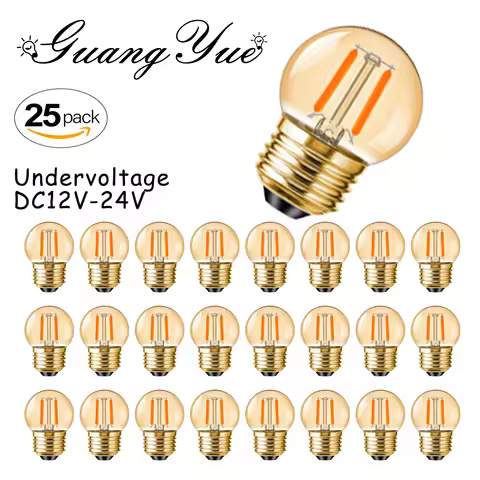G40 Amber Glass low voltage Light Bulb E27 12V DC 24V 1W Landscape RV Camper Marine Battery Power Sy