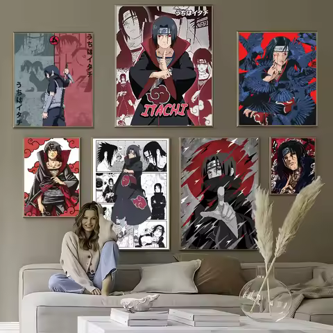 Amine u-Uchiha Itachi Anime Posters Sticky Whitepaper Sticker DIY Room Bar Cafe Kawaii Room Decor