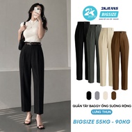 Women's Baggy Trousers Elastic Waist High Waist Wide Leg Concealer Bigsize 2Kjeans QT329