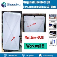 เส้นจุด S21จอ LCD สำหรับ Samsung Galaxy อัลตร้า5G อัลตร้า G998F แอลซีดีเฟรมแสดงผลหน้าจอสัมผัสดิจิไทเ