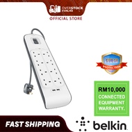 BELKIN BSV804SA2M Surge Protection with 8 Gang 2 USB, 2m Length & Extension Plug Socket Power Strip