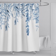 Kortina 1PC shower, tubig-hindi banyo dahon kulay tubig at mga pattern ng ral, na may 12 plastik hoo