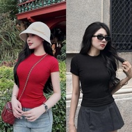 Women's PHOM T-shirt with short sleeves and smooth waist (M: Plain TN CRE 6)