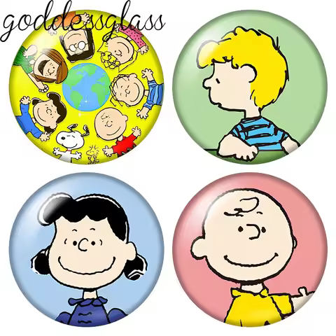 Snoopy Friend Family Charlie Lucy Sally Round 12mm/18mm/20mm photo glass cabochon flat back making f