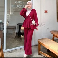 Setelan Plisket Cutbray Premium Mewah KERUT Nency Pleats Set Cantik Jumbo