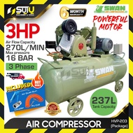 [3 PHASE] SWAN HVP203 / HVP-203 237L 12 Bar 3HP Air Compressor / Kompressor / 空气压缩器 2.2kW 960RPM