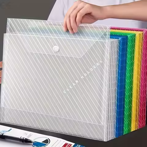 10Pcs A4 Transparent File Bag Plastic Documents Filing Storage Bag Student Organizer Information Poc