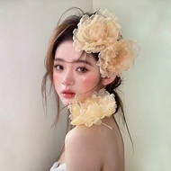 Super Fairy Color Hand-Baked Edge Juan Yarn Flower Hairpin Retro Wedding Dress Atmosphere Bridal Hea