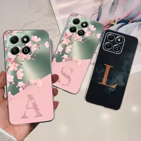 For Huawei Honor X6b Bumper Case Transparent Soft TPU Coque Cover For HonorX6b X6 B Initials Letter 