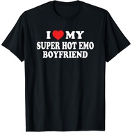 I Love My Super Hot Emo Boyfriend I Heart My Emo Boyfriend T-Shirt Funny Clothes T Shirt for Men Str