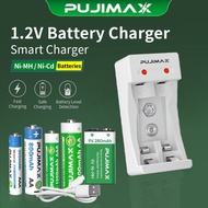 PUJIMAX 2-slot Ni-MH battery charge -Suitable for 1.2V AA/AAA and 9V 280mAh batteries