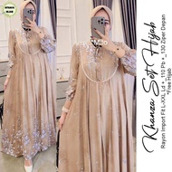 KHANZA SET HIJAB. Bahan Rayon Import. LD.110 PB.130. Ziper DepanFree Hijab.