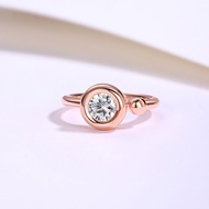 Lab Grown Emerald Gemstone 1CT Open Ring Rose Gold Plated 925 Sterling Silver Moissanite Diamond Rin