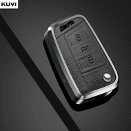 Aluminum Alloy Leather Car Key Case Cover For VW Golf 7 Tign SEAT Ateca Leon FR 2 Ibiza Skoda Octavi