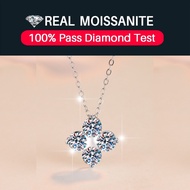 Real Moissanite Necklace,Four-leaf Clover Engagement Necklace 0.5Ct*4 Moissanite 925 Sterling Silver