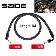 SADE 1M AN6 6AN Black Braided Oil Fuel Fittings Hose End 0+90 Degree Oil Adaptor Kit Oil Fuel Hose L