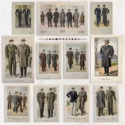 1930s London New York Paris Gentleman Dressing Poster Canvas Printing 1930s Men Fashion Wall Decor M