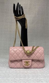 全新💕有正單_Chanel 23S small flap bag 20cm pink 粉紅 山茶花 調節扣 調節球