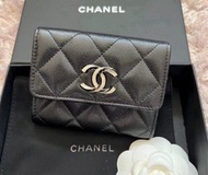 減價❣️Chanel 23s 鑽扣 雙層 卡包 cardholder Wallet double XL CF classic Flap 黑金 荔枝牛皮 銀包 錢包 26c 26p 26s card h