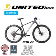 UNITED MOUTAIN BIKE MTB 29 INCH /622  - (For Rider Height 150CM-180CM) - CLOVIS 5.10 - Shimano deore