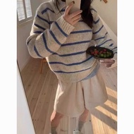 Fairy.store Aurora Sweater Striped Knitted With Collar TS2156