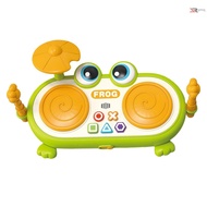 Electric Music Drum Frog Design Birthday Gifts Musical Instruments Multifunctional Clapping Drum Percussion Instrument Volume Control Buttons 2 Drum Pads with Light
