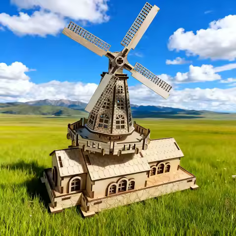 3D Wooden Puzzle DIY Windmill Creative 3D Puzzle Ideal as a Festive Gift or Home Decoration Exquisit