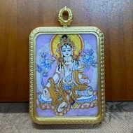 Consecrated Dharma Objects-Pure Hand-Painted 4 * 3cm White Tara Thangka Extended Life Relieving Dise
