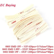 500pcs-1200pcs 0805 0603 0402 SMD Capacitor 1PF -1UF 3.9PF-22UF 1PF-10UF Components Package Capacito