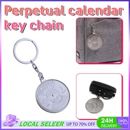 Unique 50 Years Perpetual Calendar Keyring Commemorative Keychain Sun Moon Carved Astrology Jewelry 
