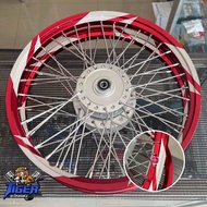 ชุดล้อพร้อมขึ้นล้อ วงล้ออาก้อน (AKRONT) ทรงเองานสติ๊กเกอร์ไม่มีตอก ลายสายฟ้า ขนาด1.4/17 (สินค้าเสร็จ