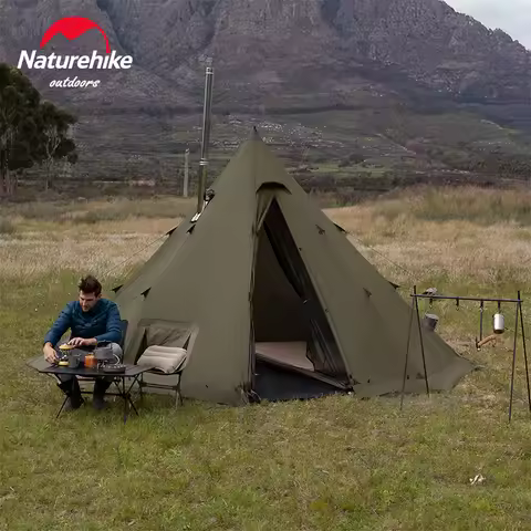 Naturehike Octagonal Camping Tent with Chimney Window Outdoor Ultralight Tipi Teepee Tent Pyramid Do