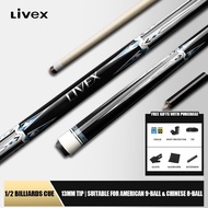 LIVEX Nightfall [13mm] Canadian Maple Pool Cue Stick 1/2 Jointed for Power in Chinese 8-Ball & Ameri