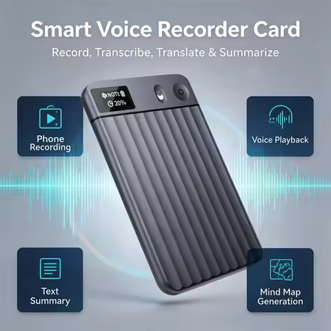 Portable AI Voice Recorder Auto Transcription Note Taker Recording Device Action Items Mind Maps Aud