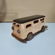 KAYU Vw BUS WOODEN VEHICLE MINIATURE - DISPLAY - JOGJA SOUVENIR