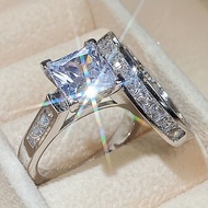 S925 Silver Cut Full Diamond Couple Rings Set Best Friend Rings
