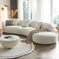 ✅FREE SHIPPING✅Shuchun Nordic Curved Lambswool Moon Sofa Living Room Modern Light Luxury Designer Italian Minimalist Special-Shaped Fabric Sofa