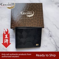 Counter genuine crocodile shirt Elle men s leather wallet multi card ticket clip wallet gift box Tan