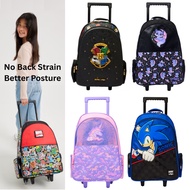 [Authentic] Smiggle Trolley Bag Hello Kitty Sonic Backpack Girl Luggage School Bag Wheels Smiggle Sc