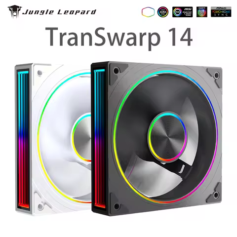 140mm ARGB Fan Infinity Mirror Design 5V 3PIN Aura Sync 4PIN PWM 600-1800RPM Cooler Fan Jungle Leopa